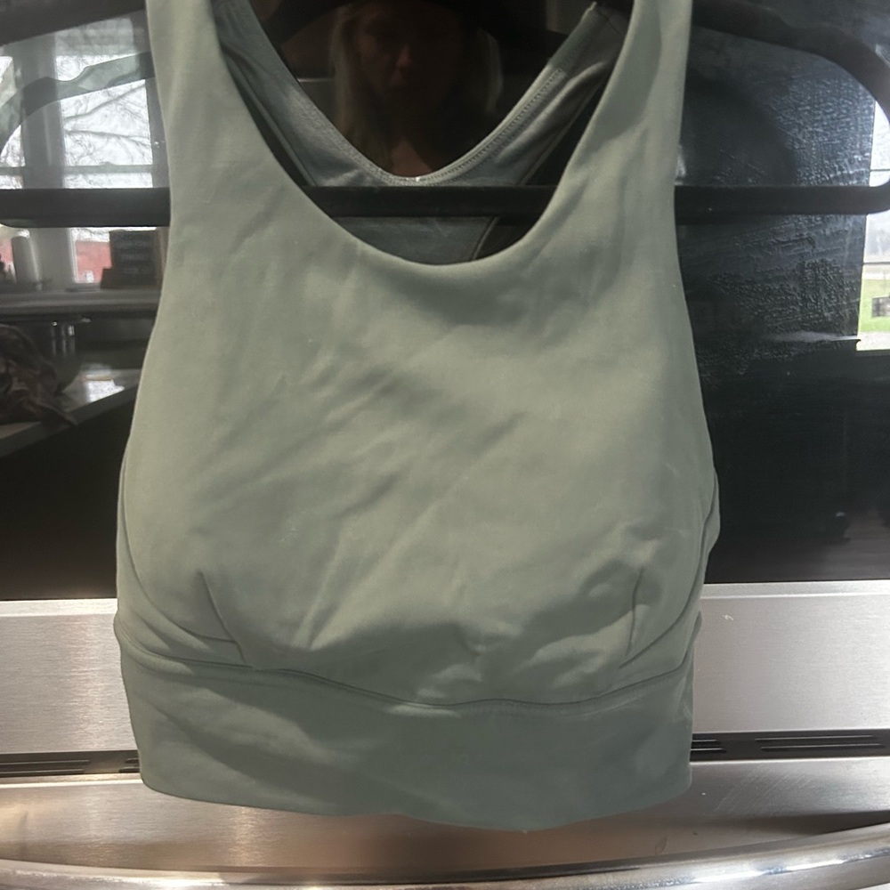 Women's Lululemon Wunder Train Longline Bra - smoked spruce